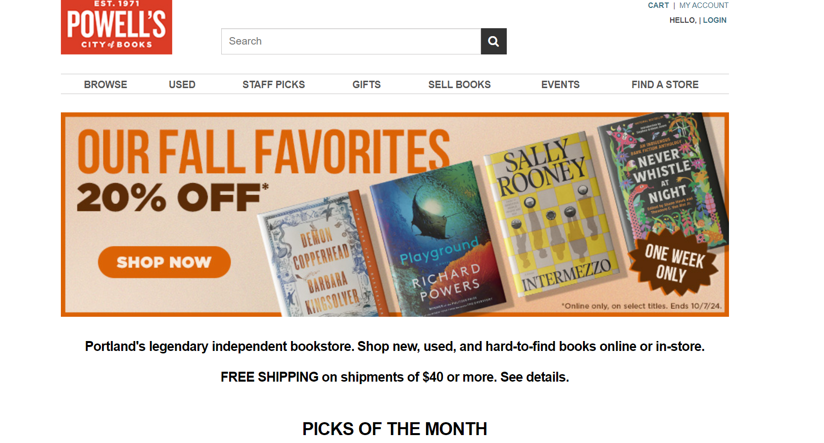 Powell books homepage.