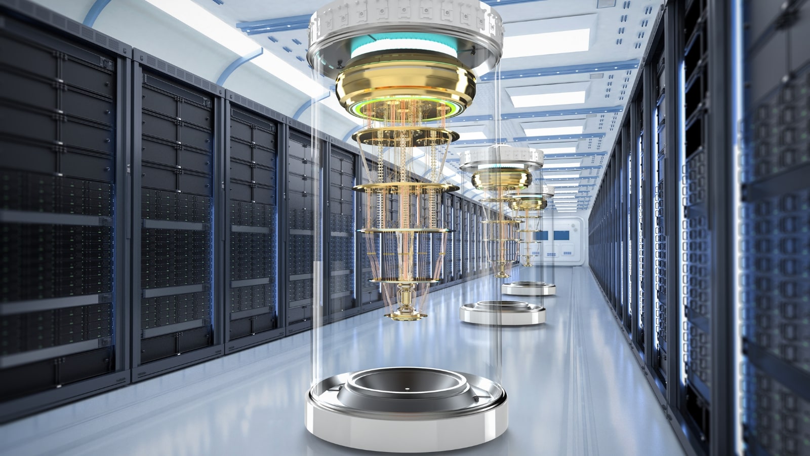 Quantum server network with quantum computers.