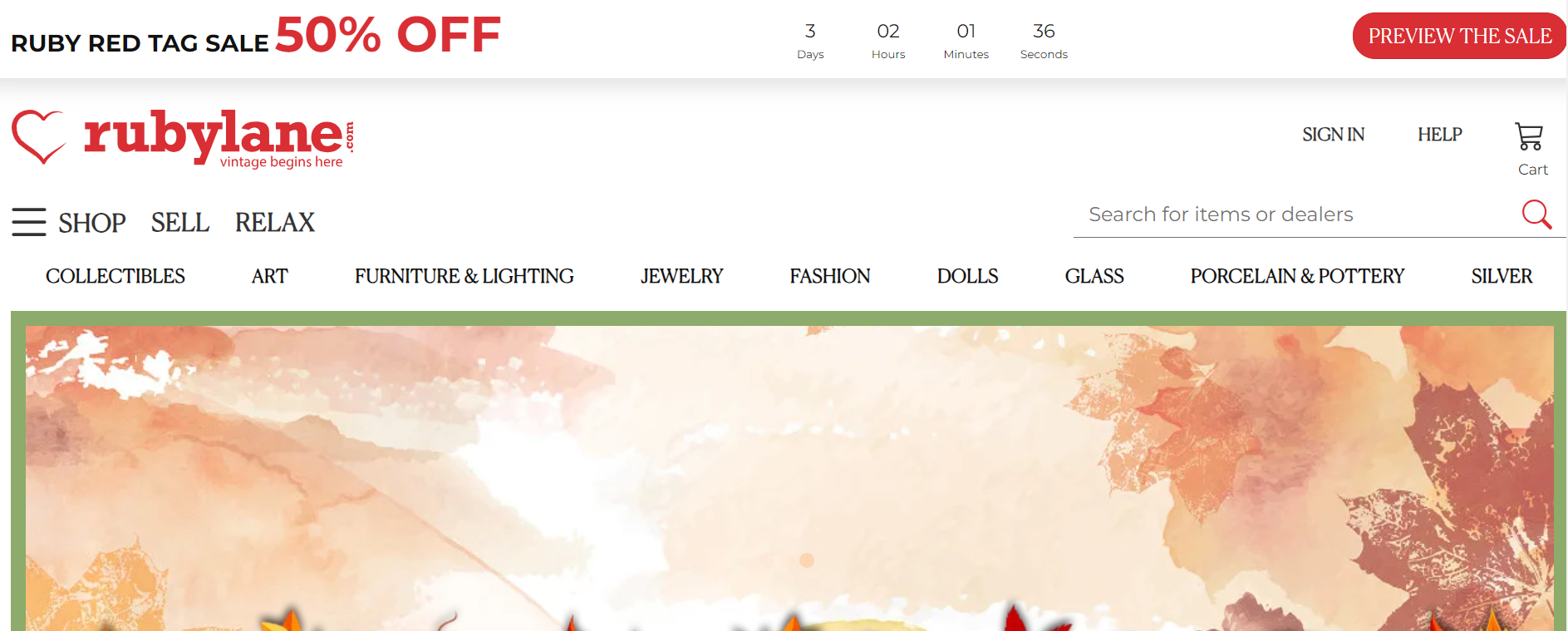 Ruby Lane homepage.