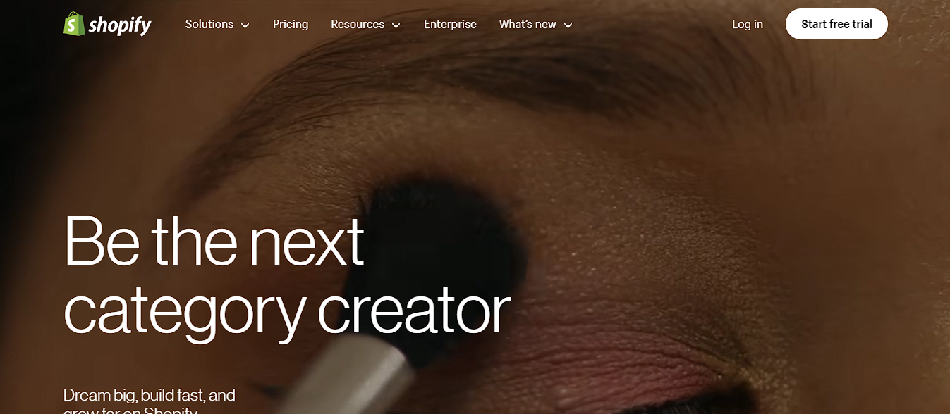 Shopify website homepage.