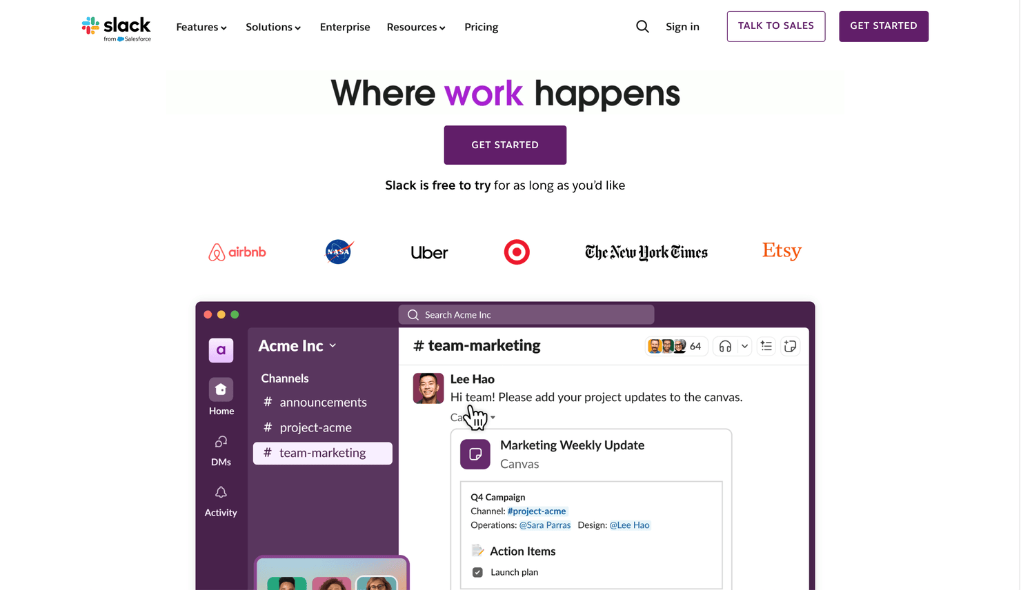 Slack website