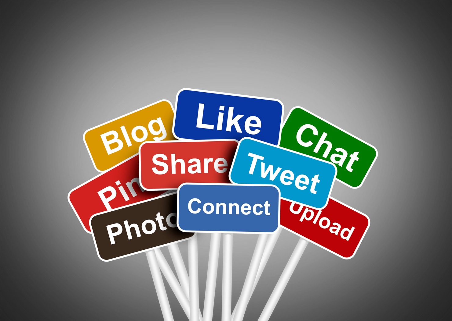 Social media terms for marketing strategies.