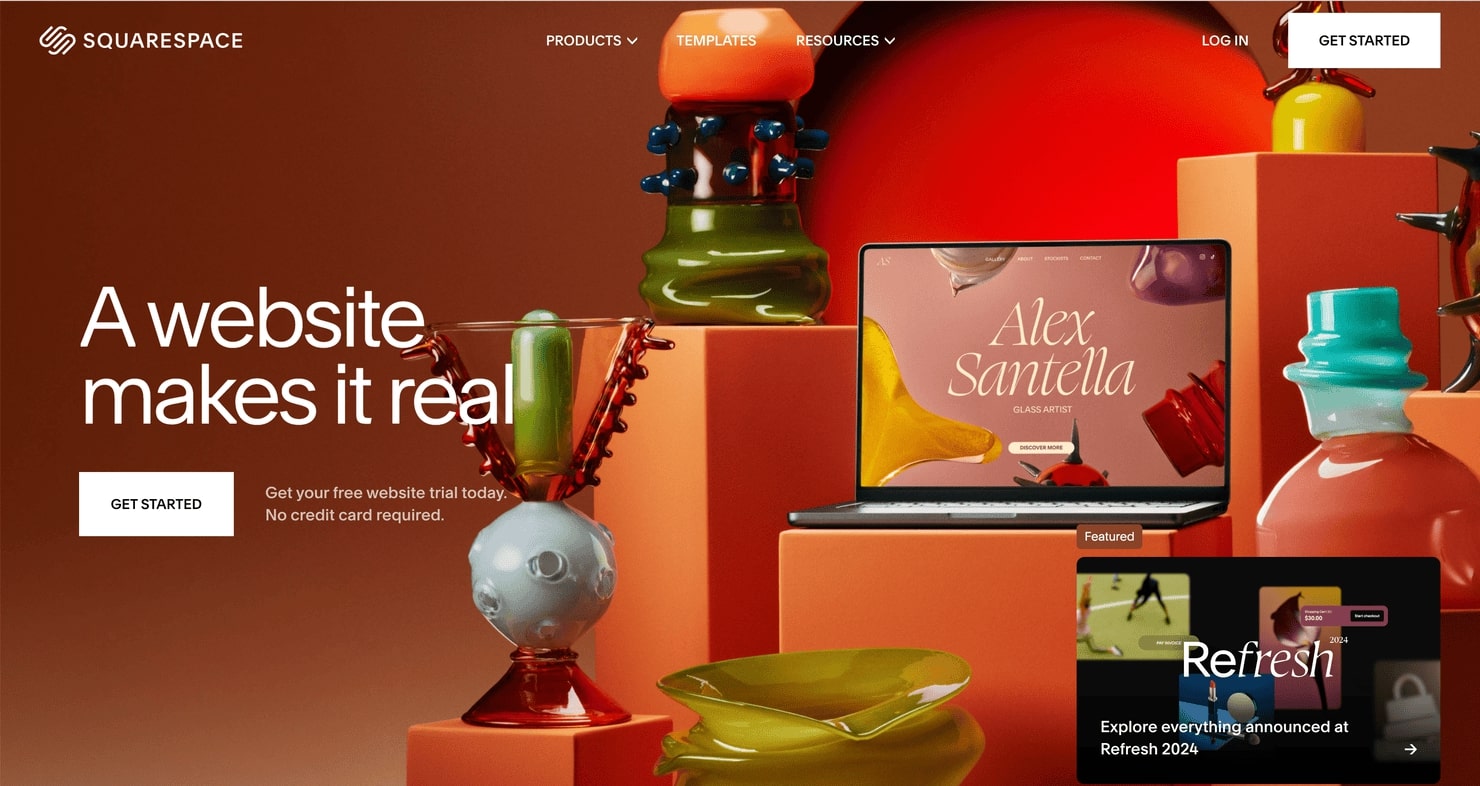 SquareSpace's homepage