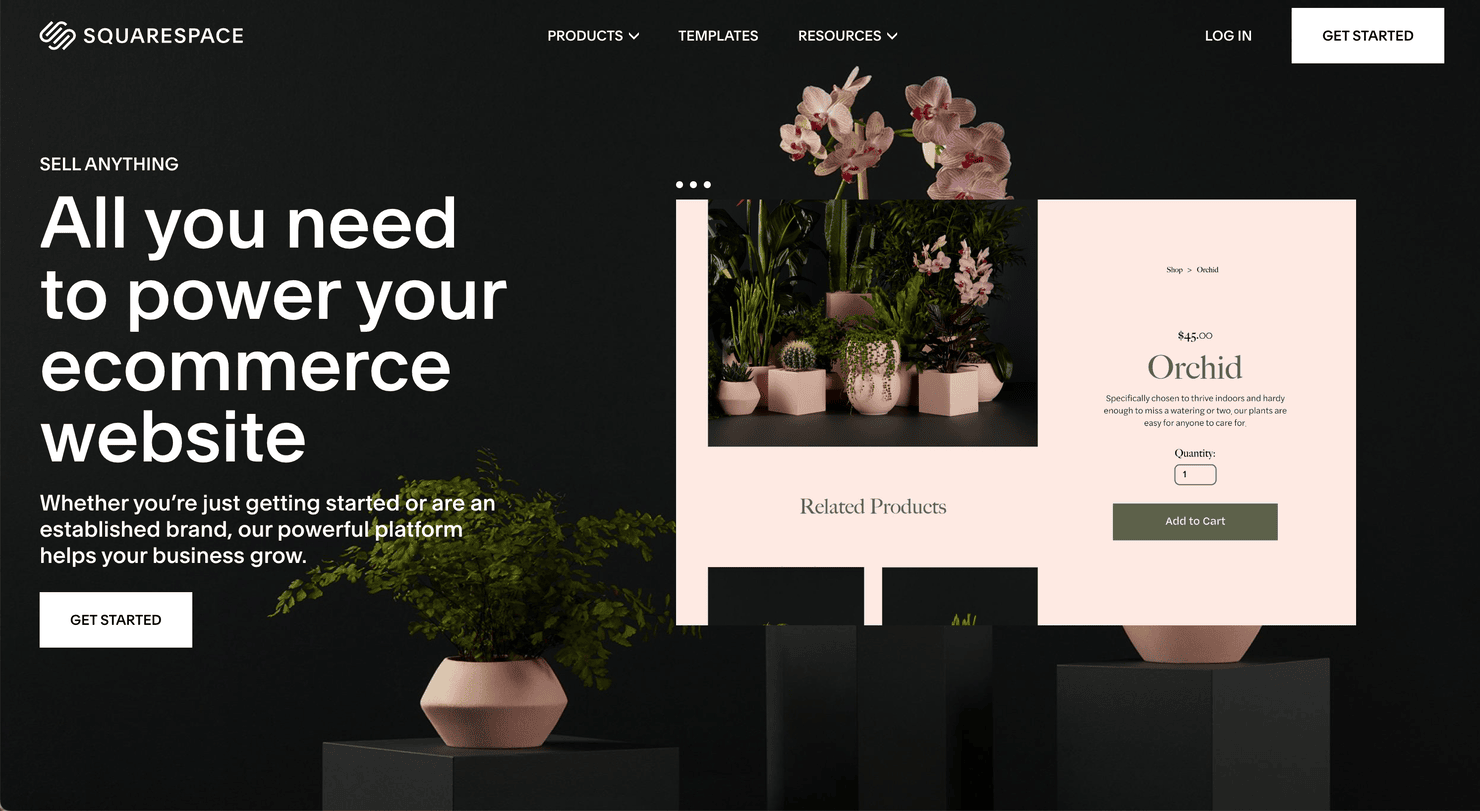 SquareSpace's website