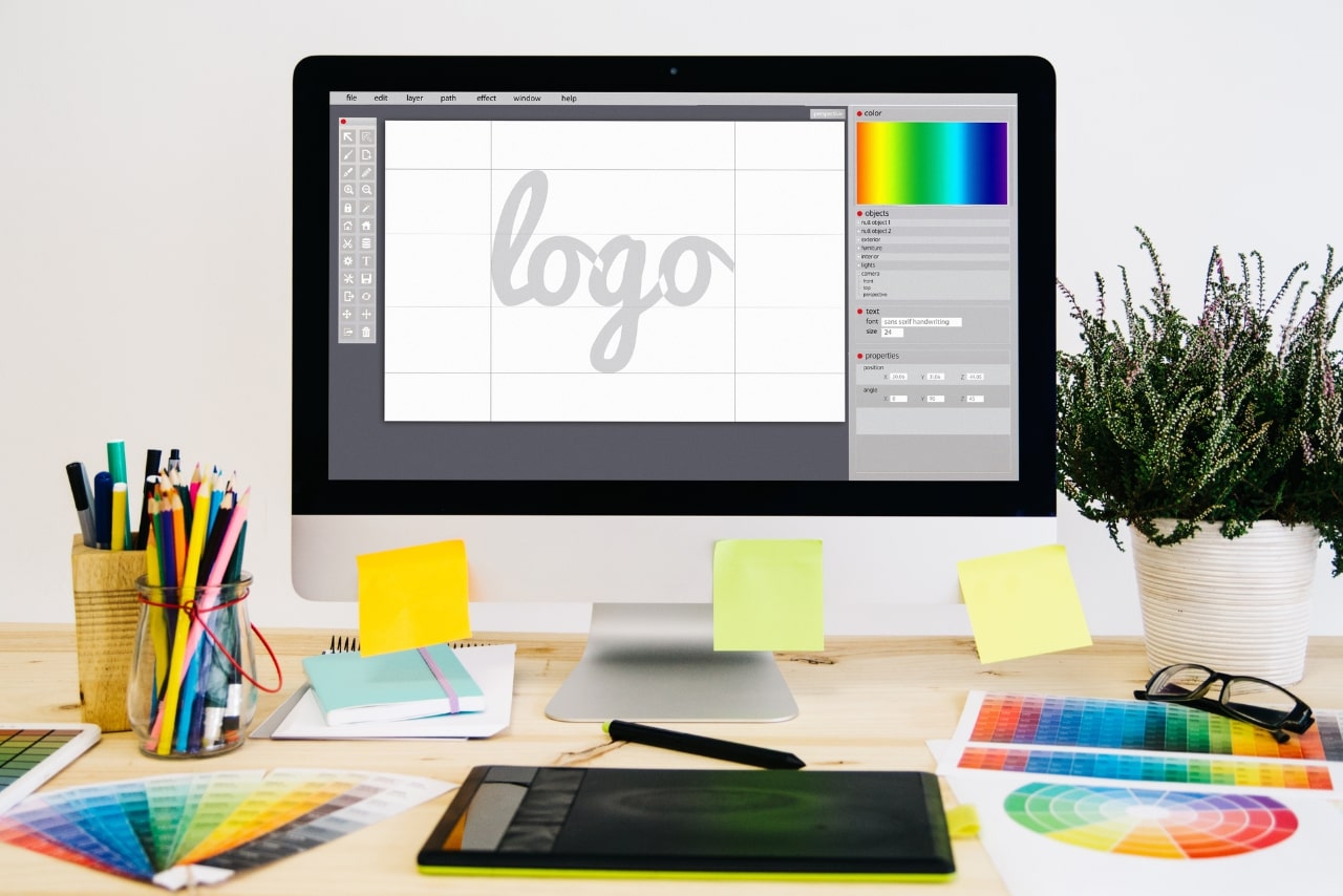 Stationery desktop logo design.