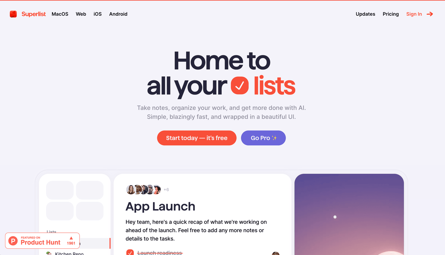 Superlist homepage