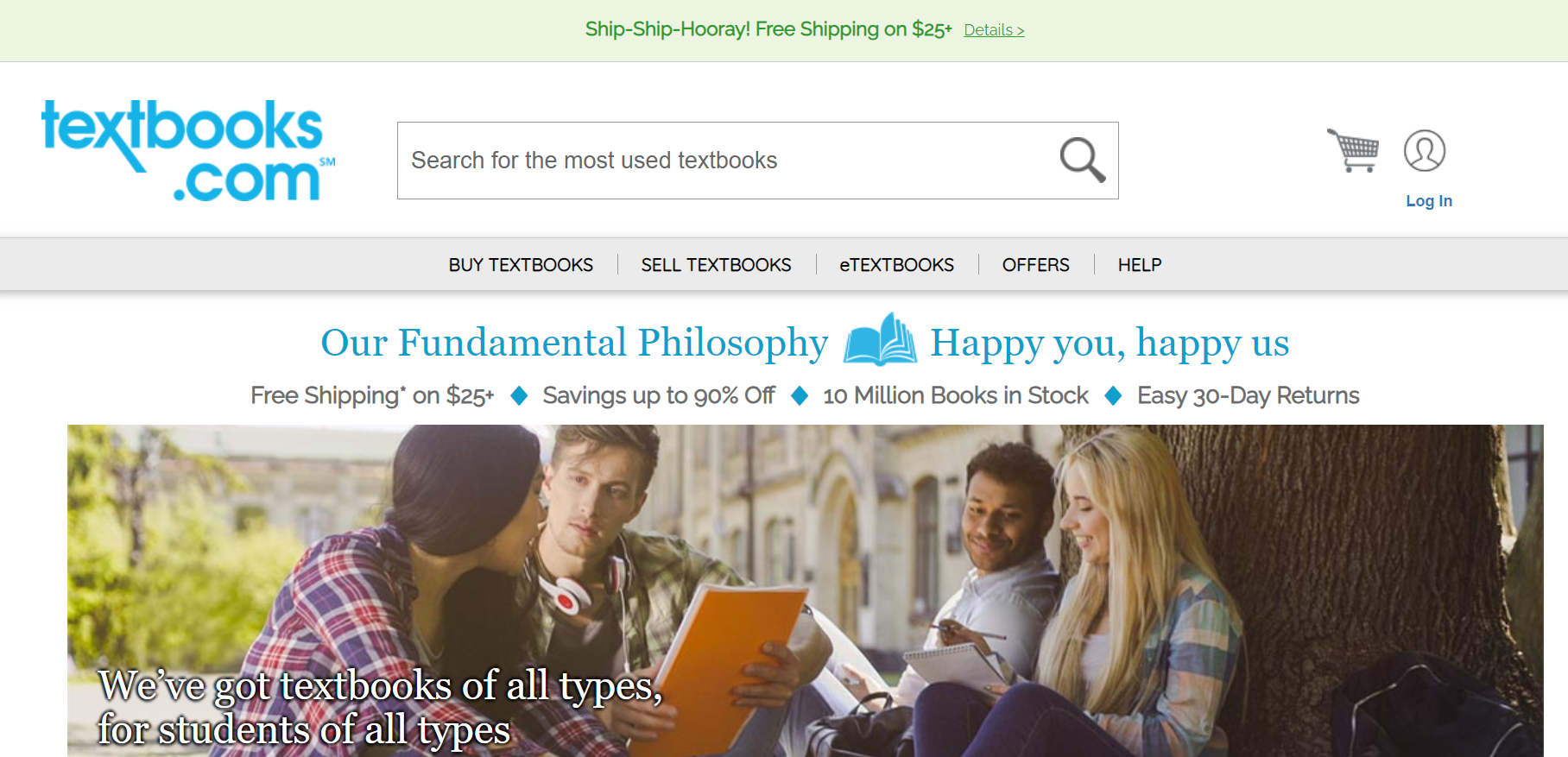 Textbooks.com homepage.