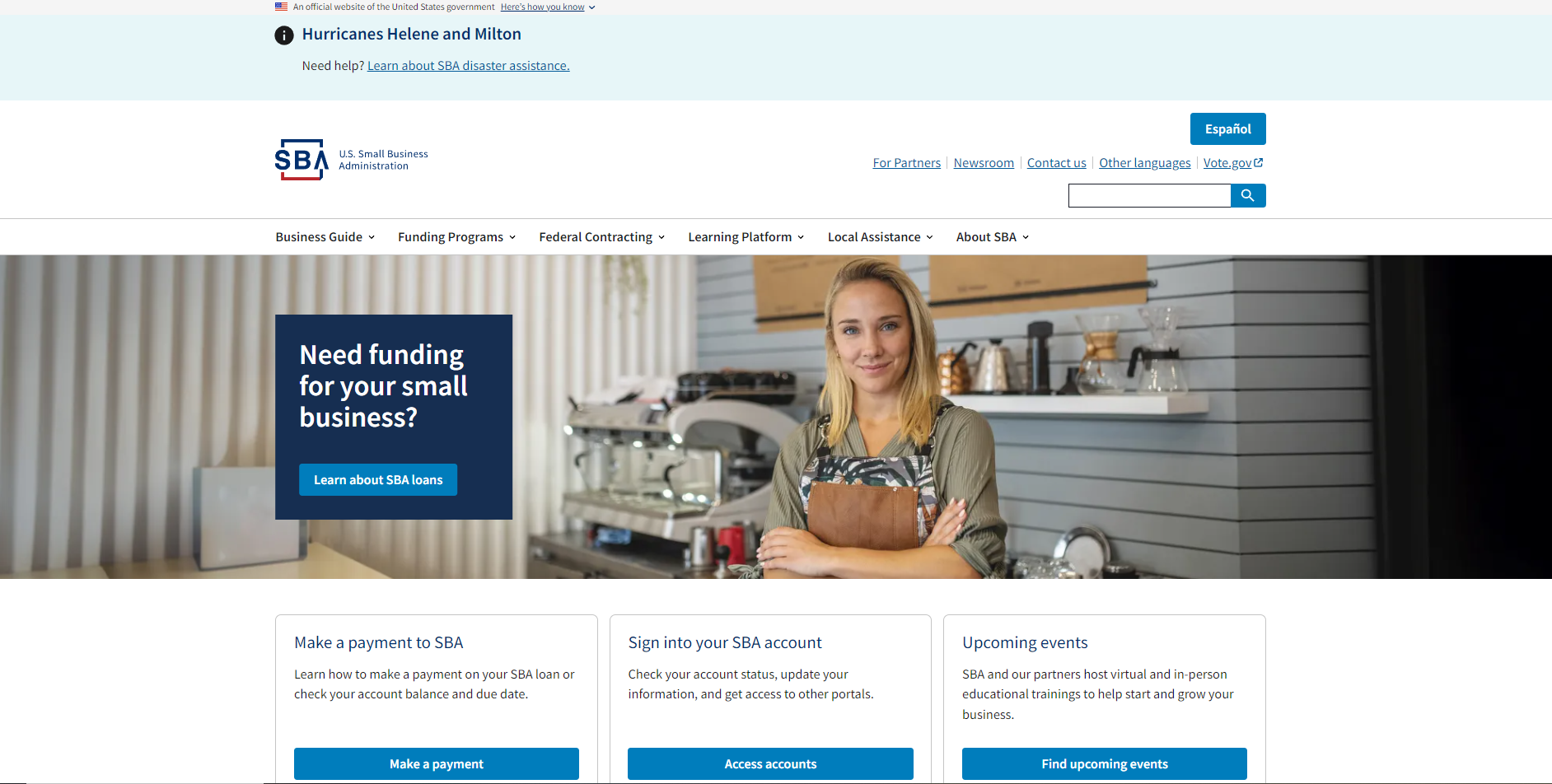 The U.S. Small Business Administration (SBA) website.