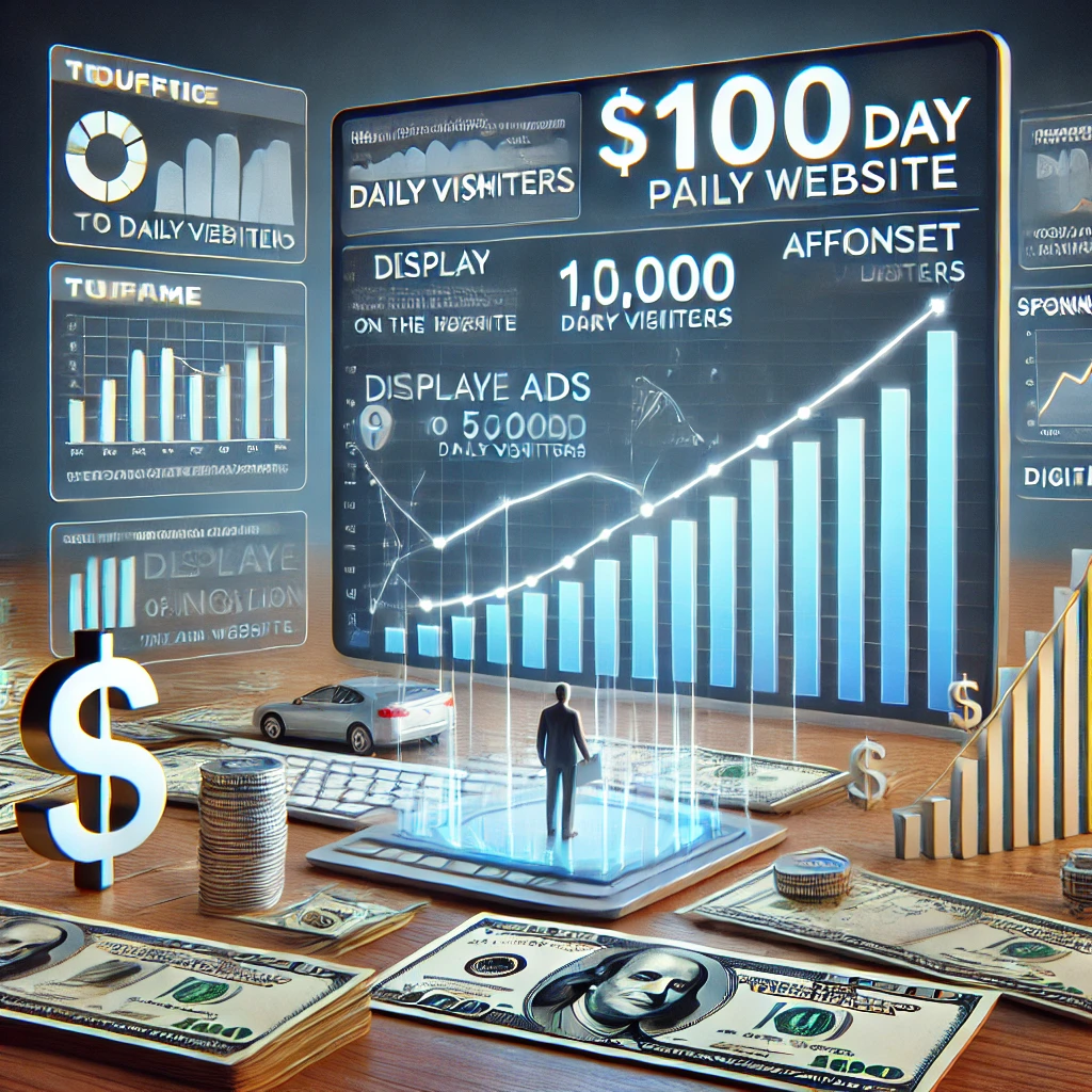 The concept of reaching $100 per day with a website. 