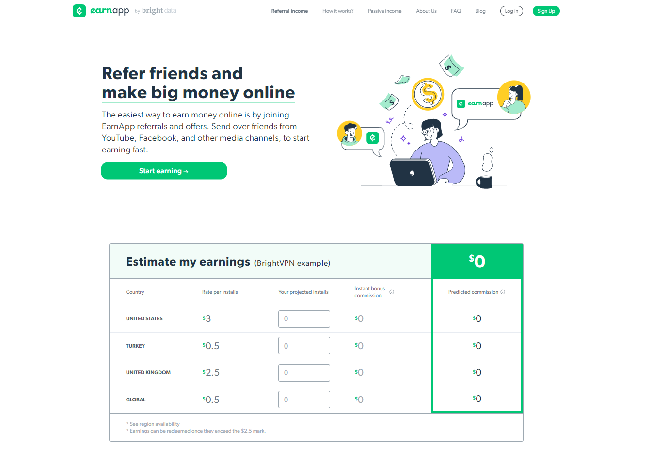The website of EarnApp's main page.