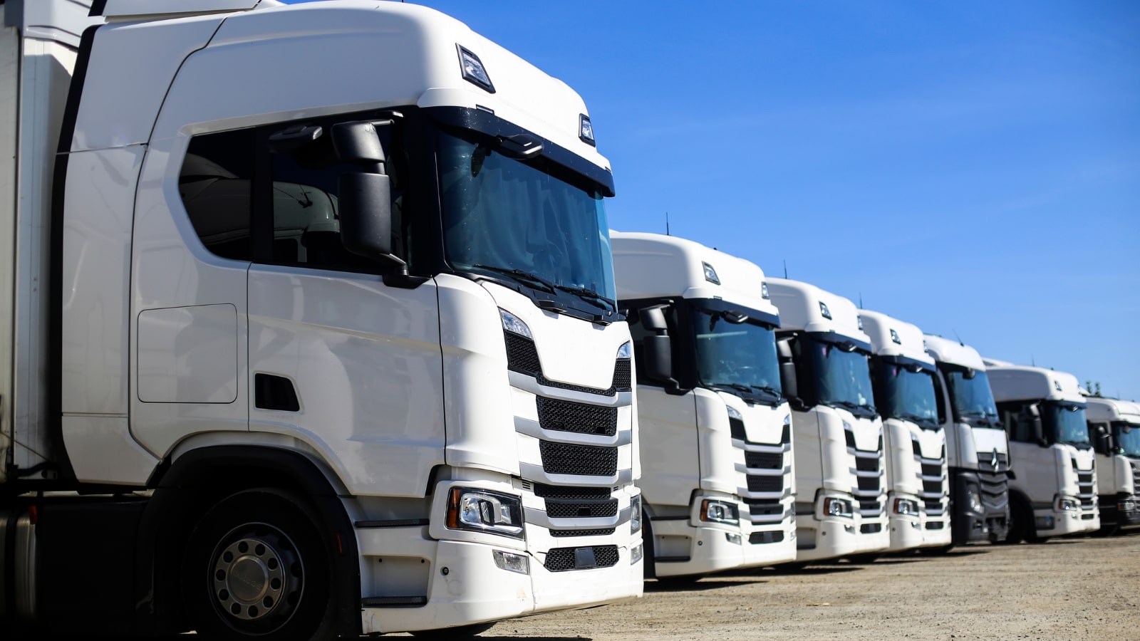 Trucks on a parking lot.