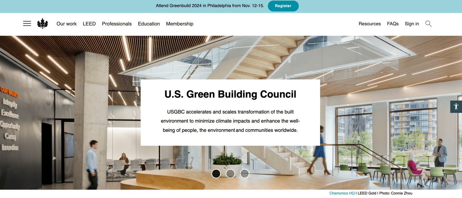 U.S. Green Building Council's homepage