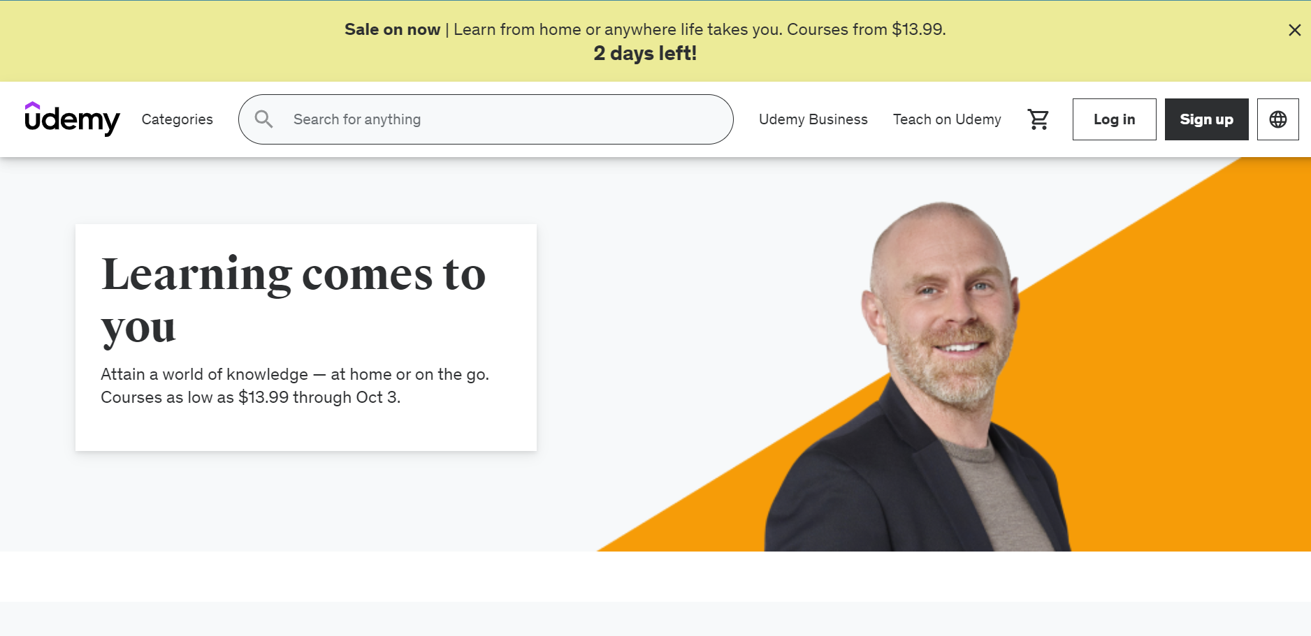 Udemy homepage.