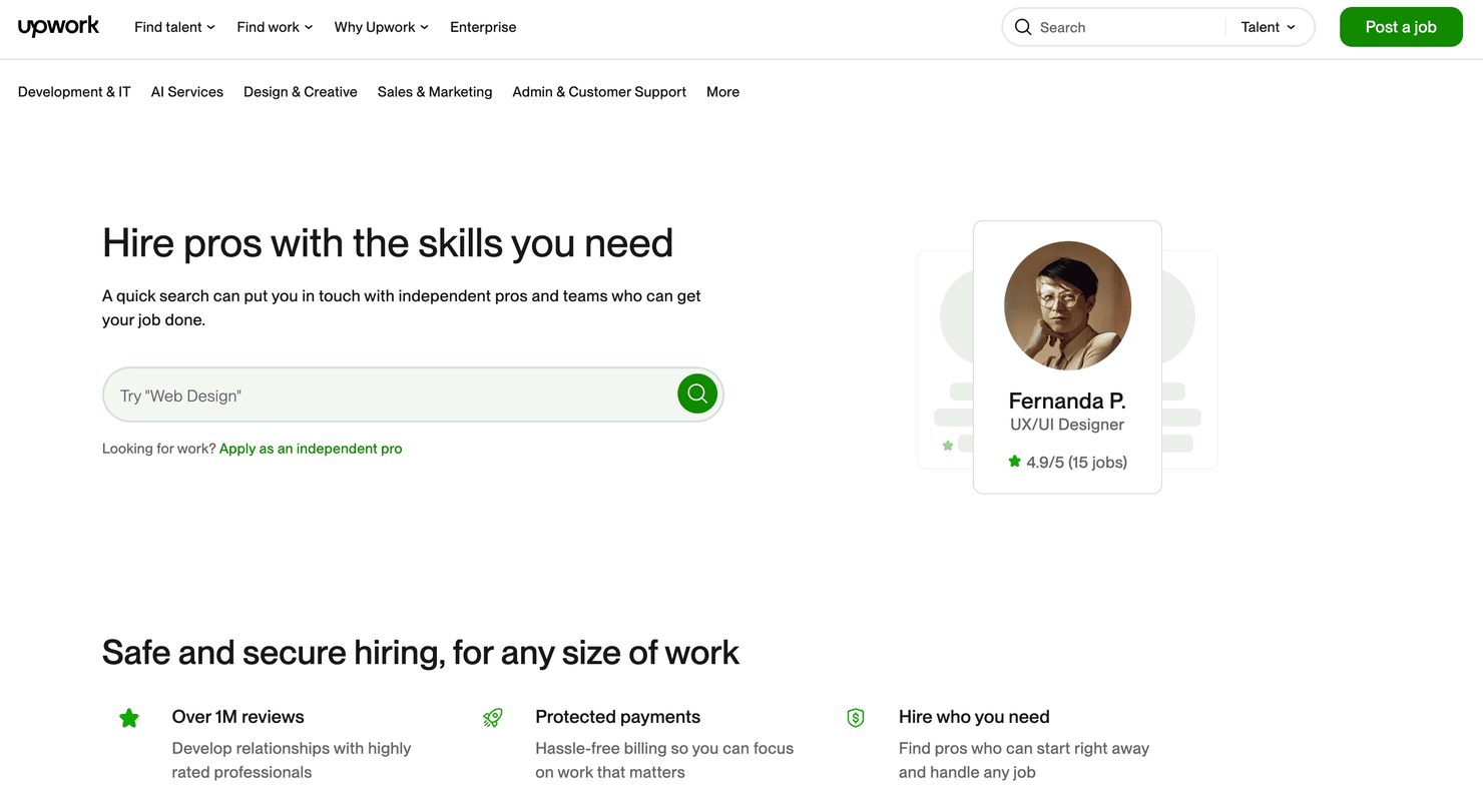 Upwork's website