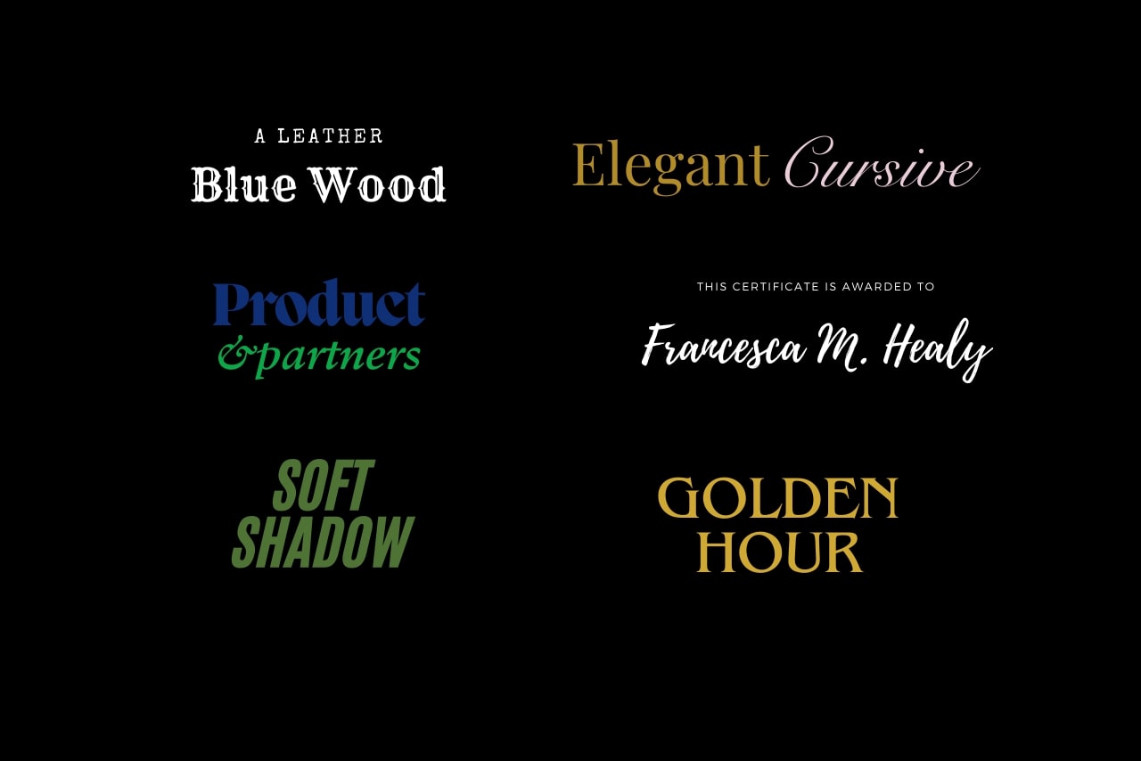 Various text in different fonts.