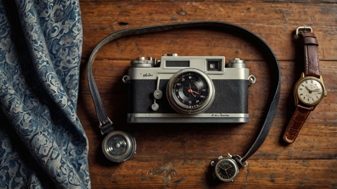 Vintage camera and watch.