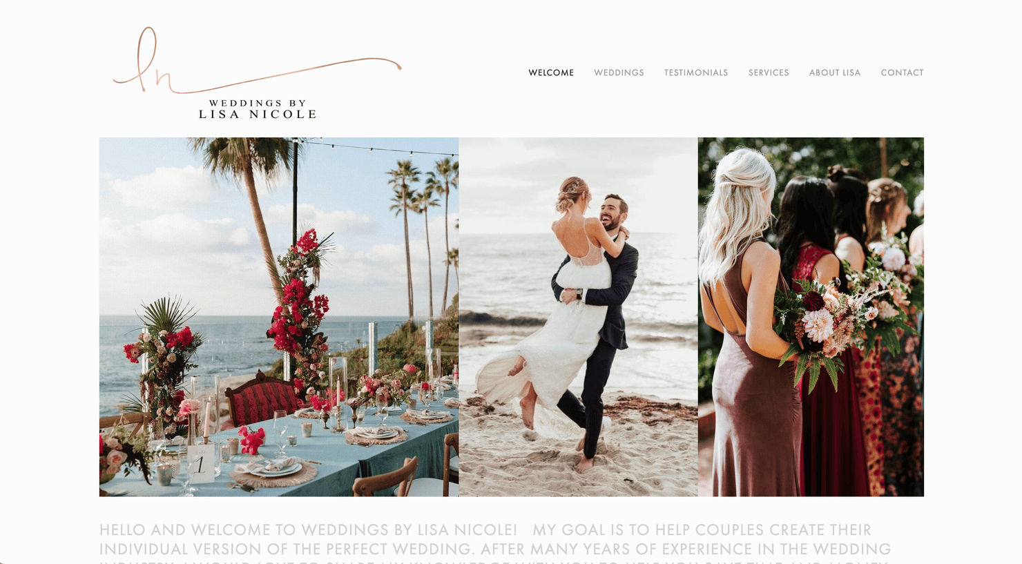 Weddings by Lisa Nicole's homepage