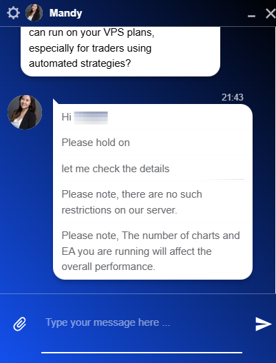 screenshot of the Livechat conversation