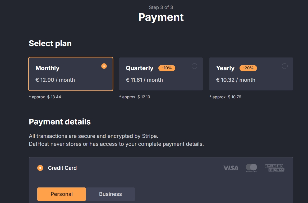 screenshot of billing periods