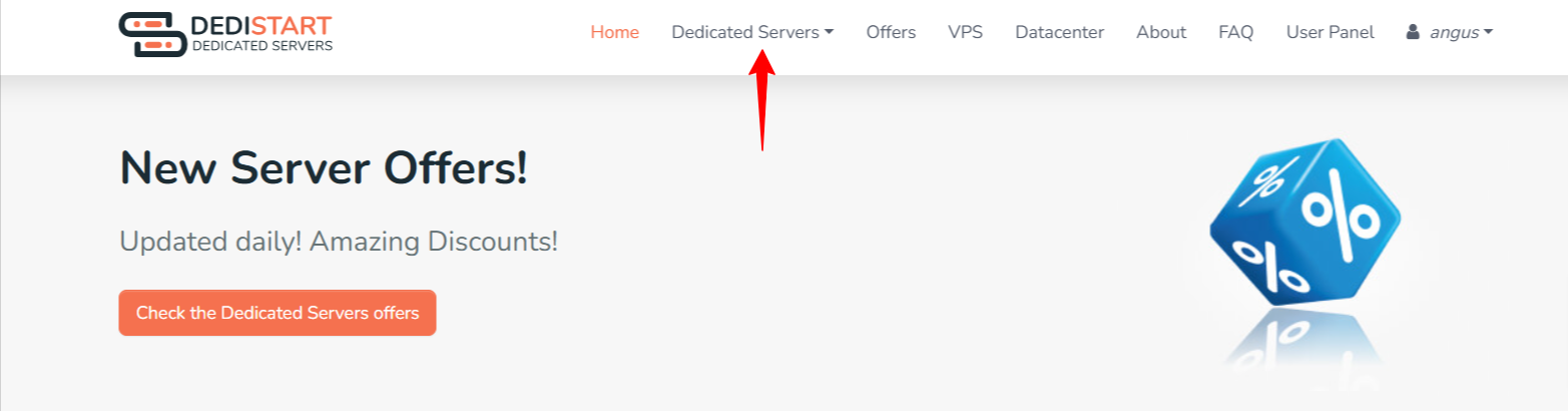 screenshot of the top navigation bar with highlighted