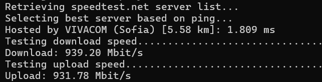 Network Speed & Latency Test result