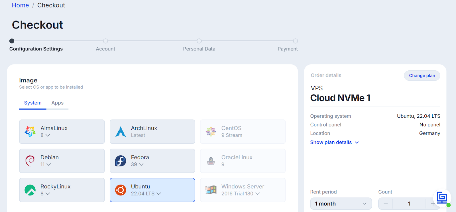 screenshot of order details