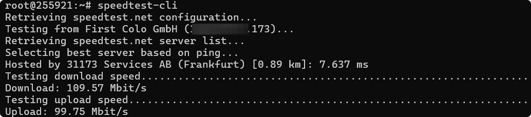 Network Performance Test results