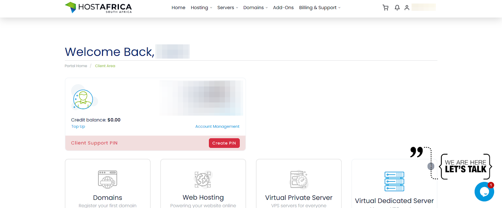screenshot of the dashboard