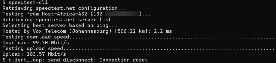Network Performance Test results
