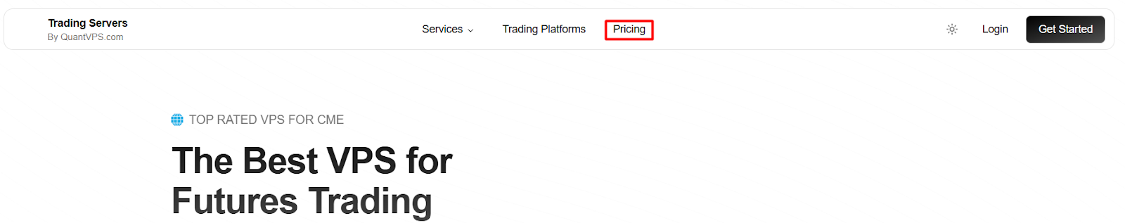 screenshot of the Pricing button