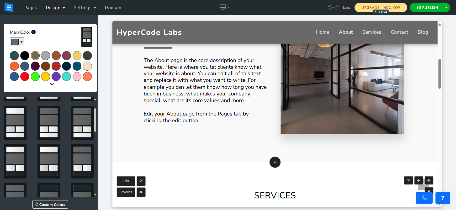 screenshot of the Colors library