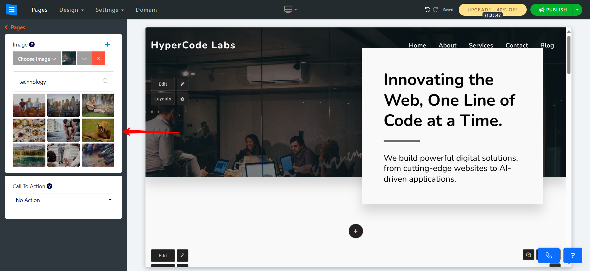 screenshot of the Image Library
