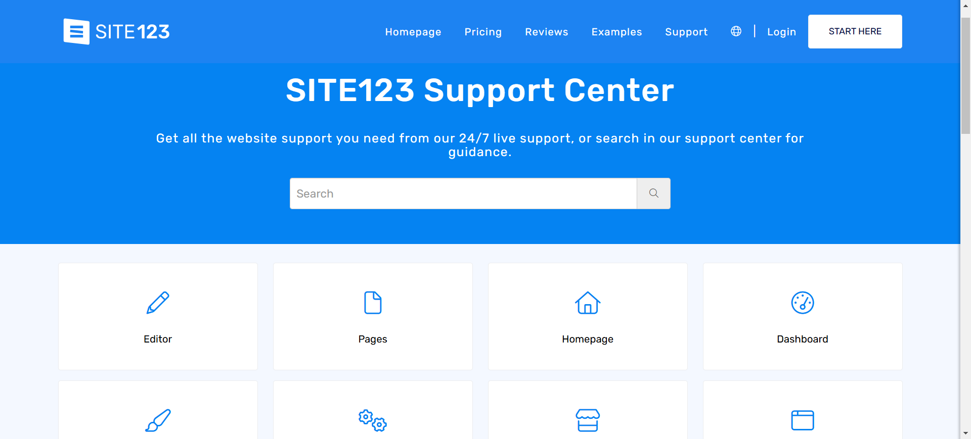 screenshot of the Support Center