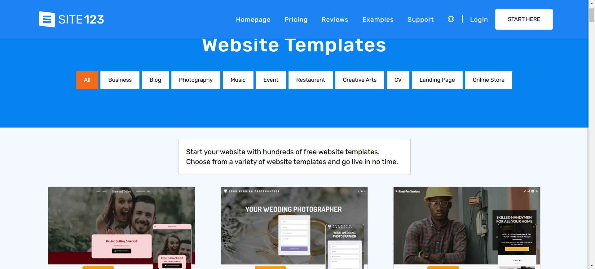 screenshot of the Website templates