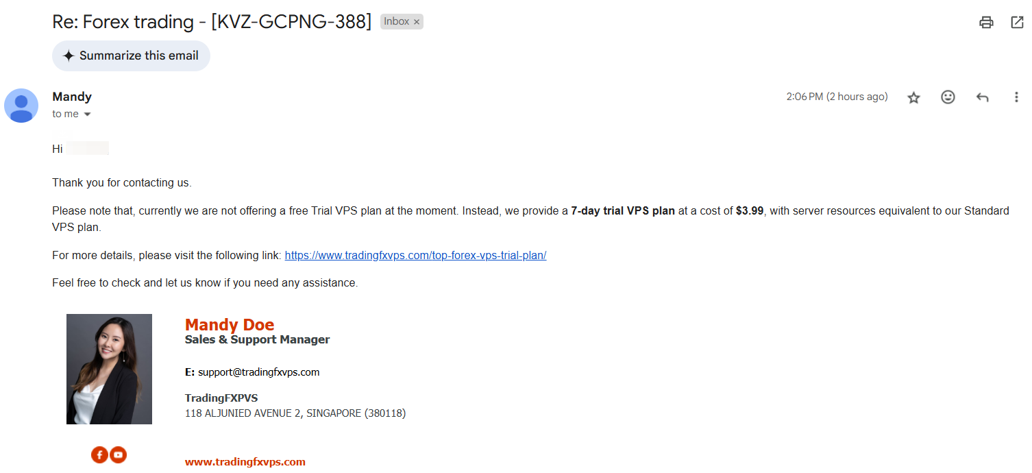 screenshot of Email conversation