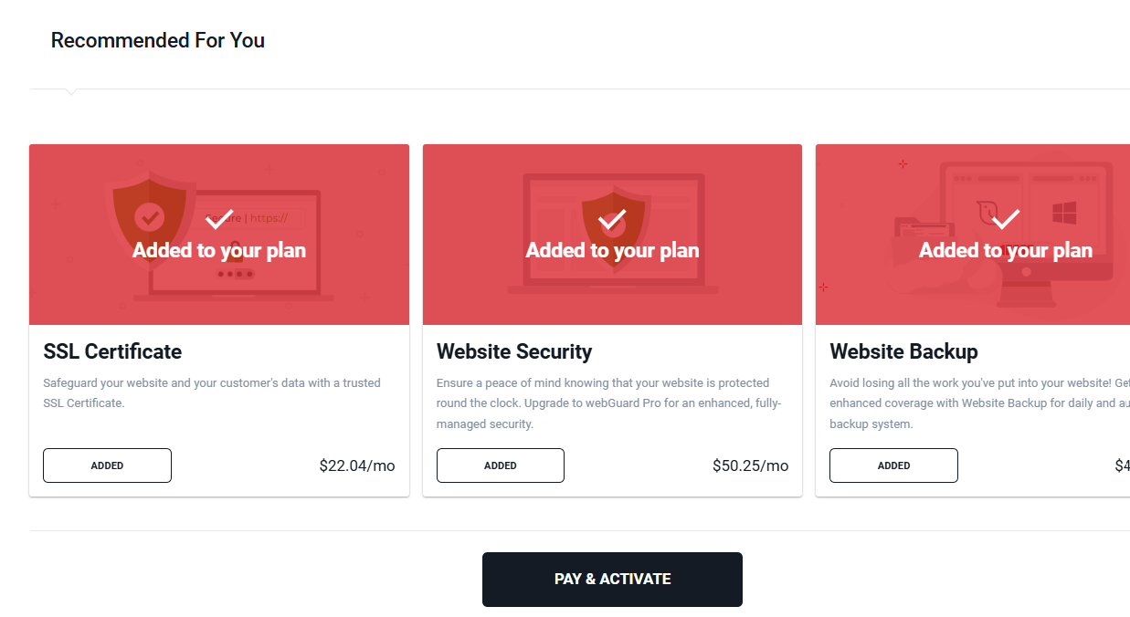screenshot of security options