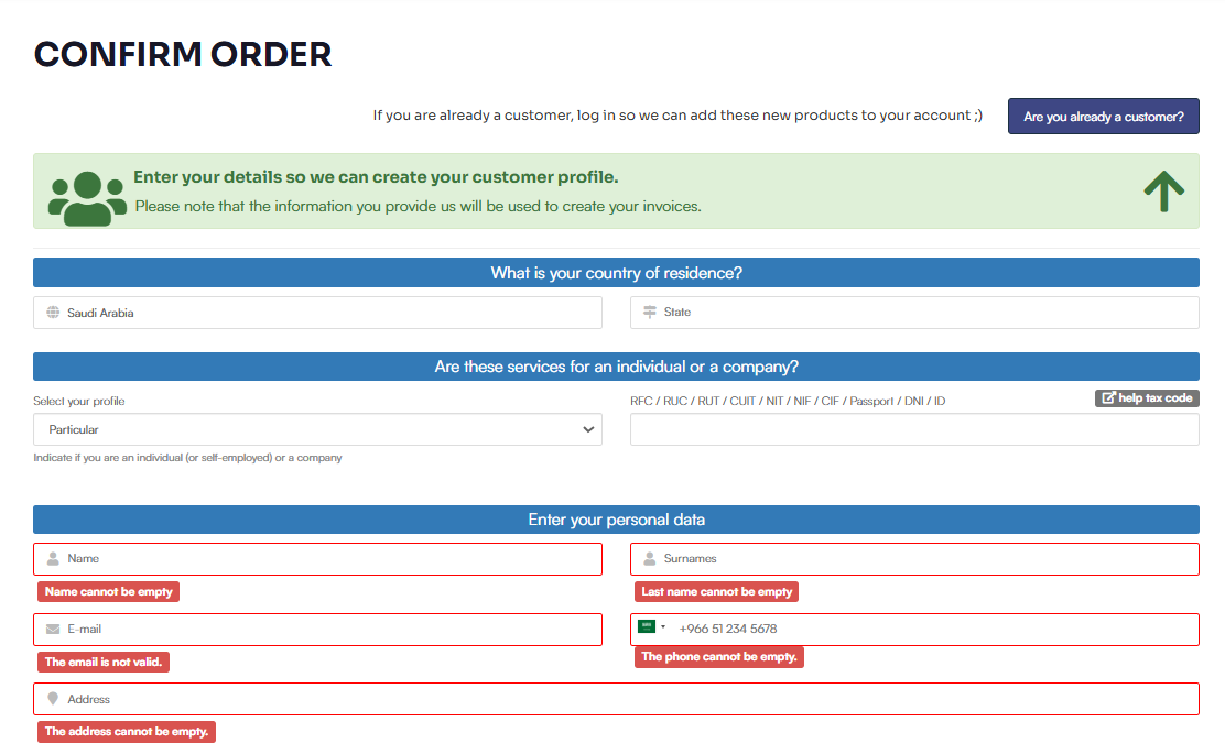 registration form