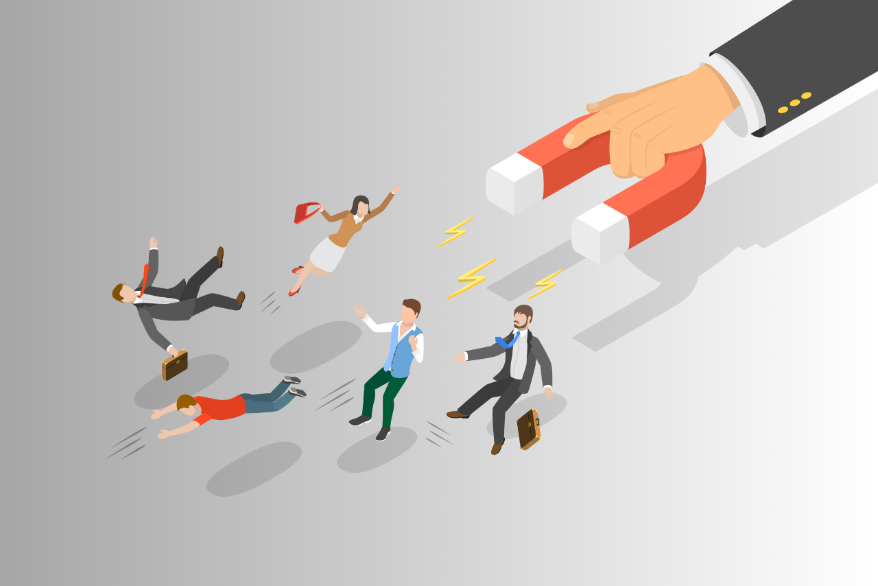 3D Isometric Flat Conceptual Illustration of Customer Attraction.