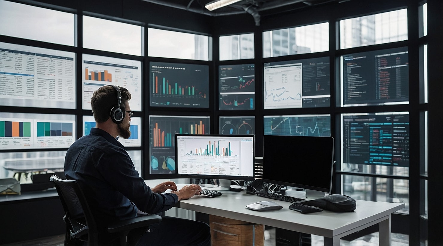 A data analyst visualizing data