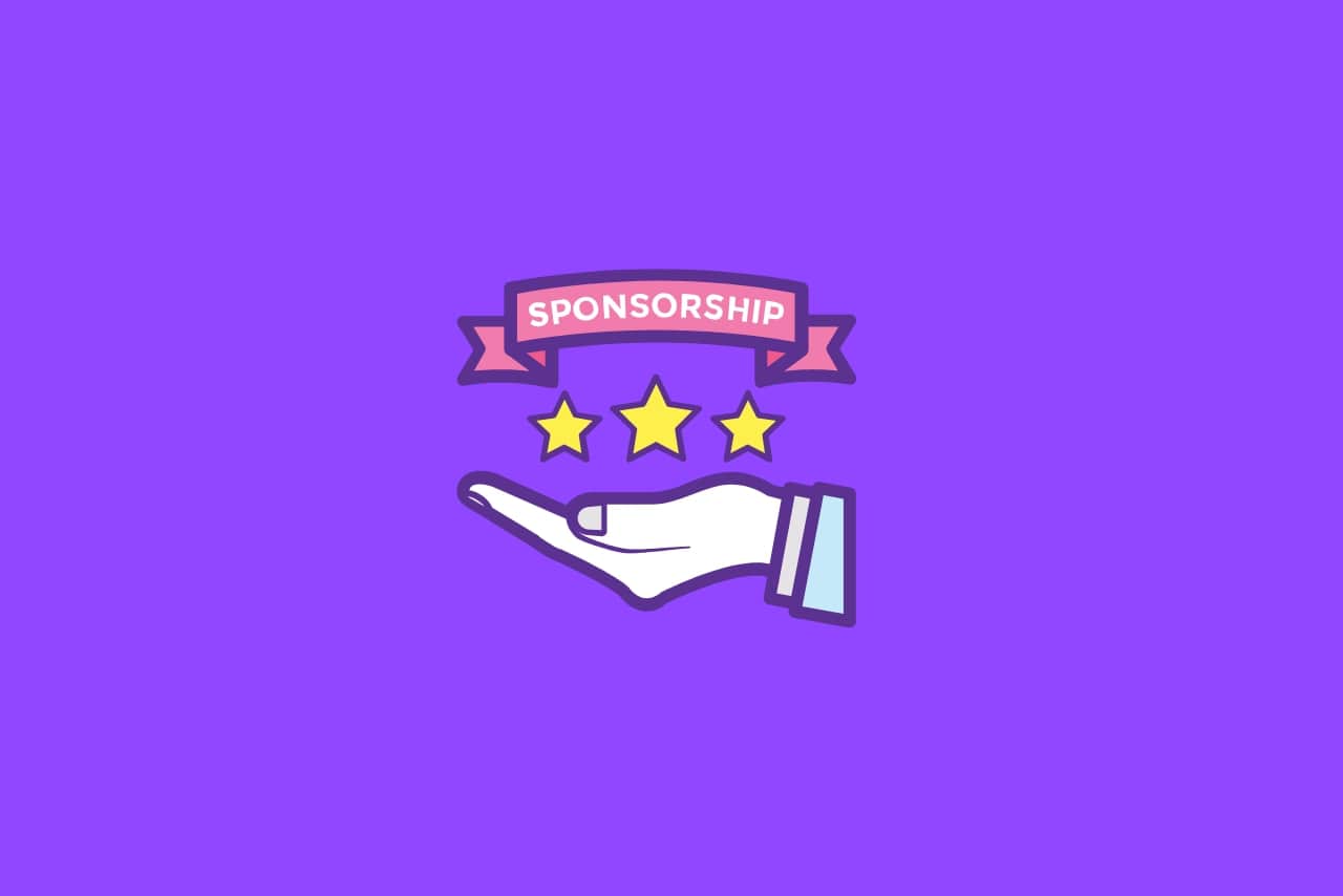 A hand with three stars and sponsorship ribbon.