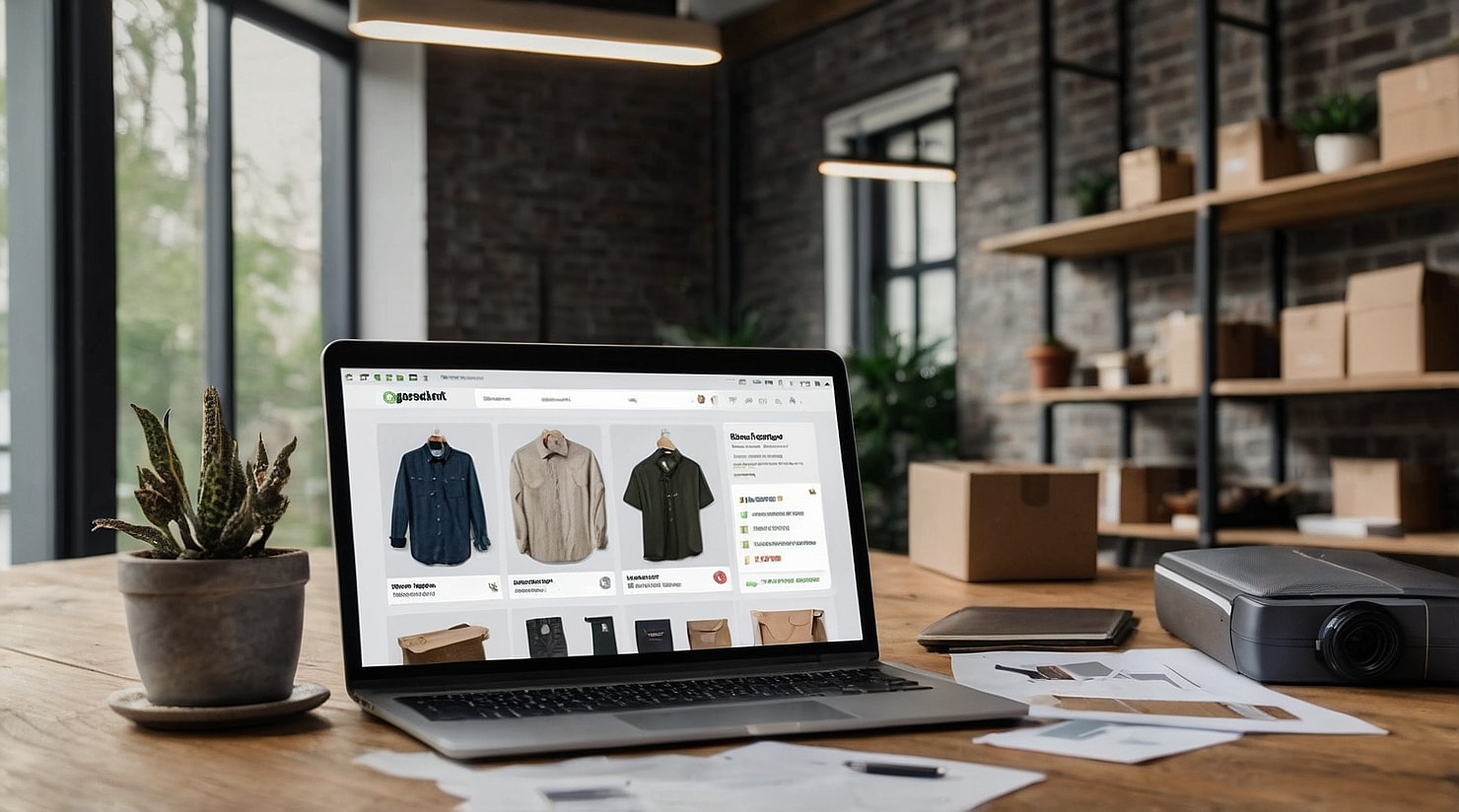A laptop showing an online dropshipping store