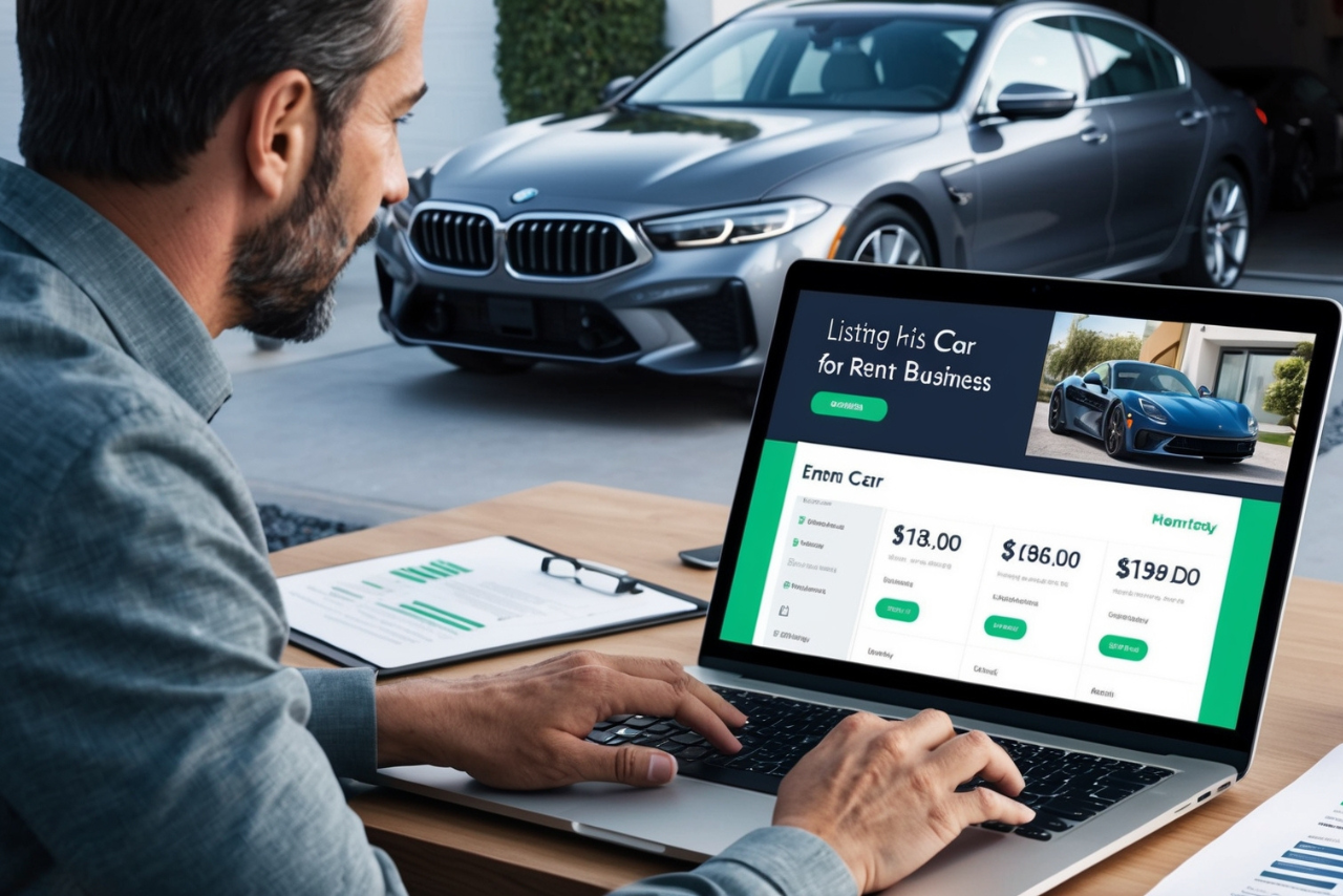 A man renting his car online