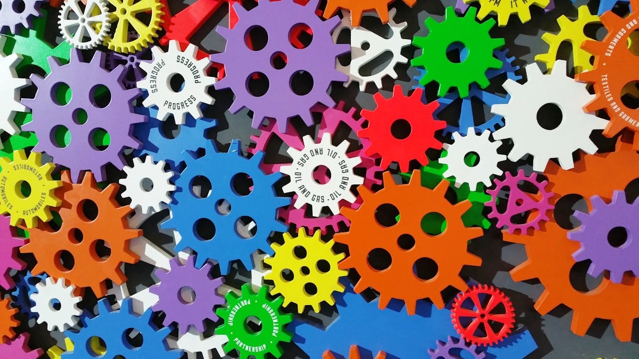 A photo of colorful gears