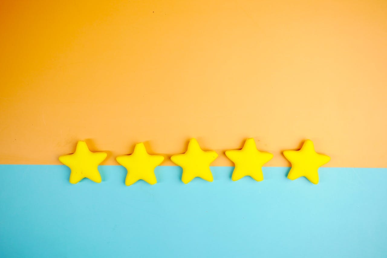 A photo of five yellow stars