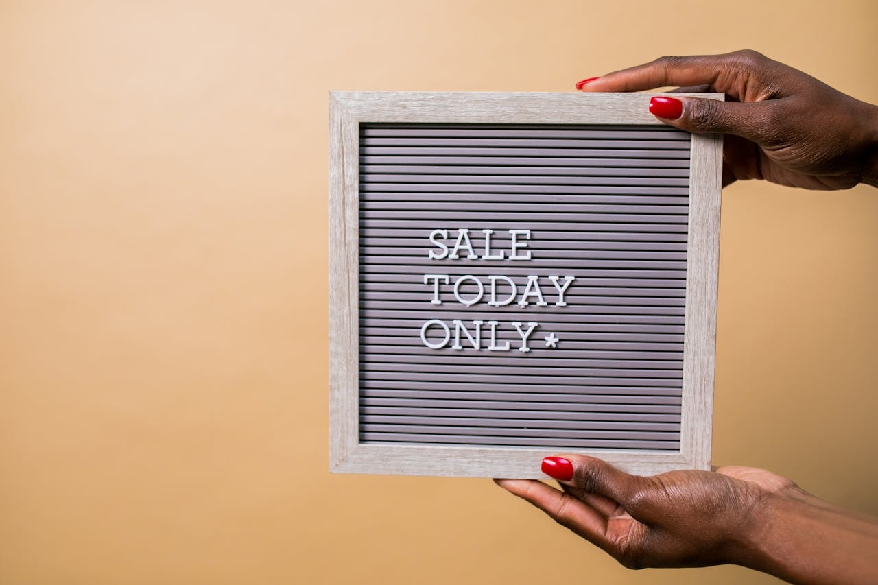 A sign that reads Sale Today Only