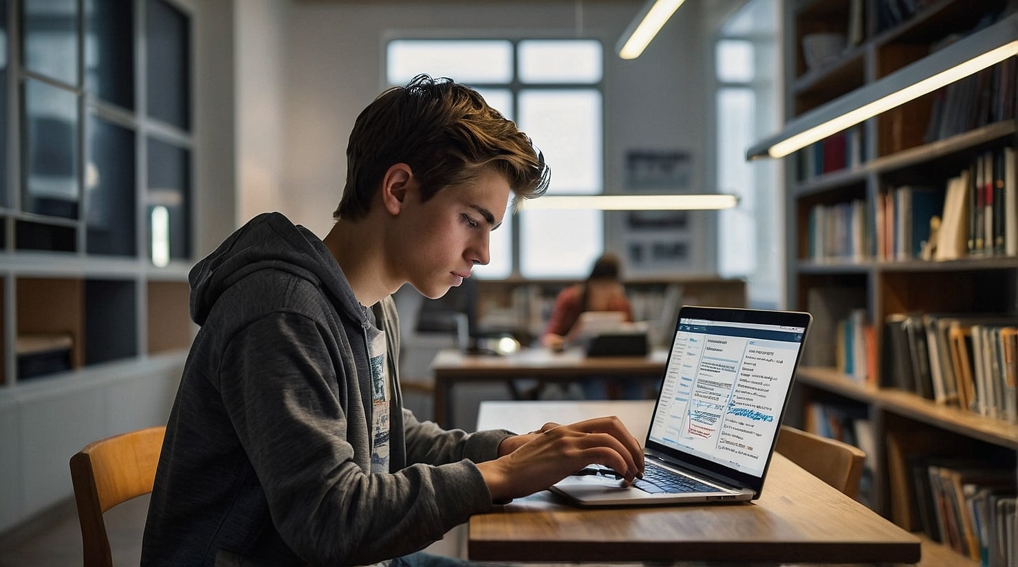 A teenager writing a blog.
