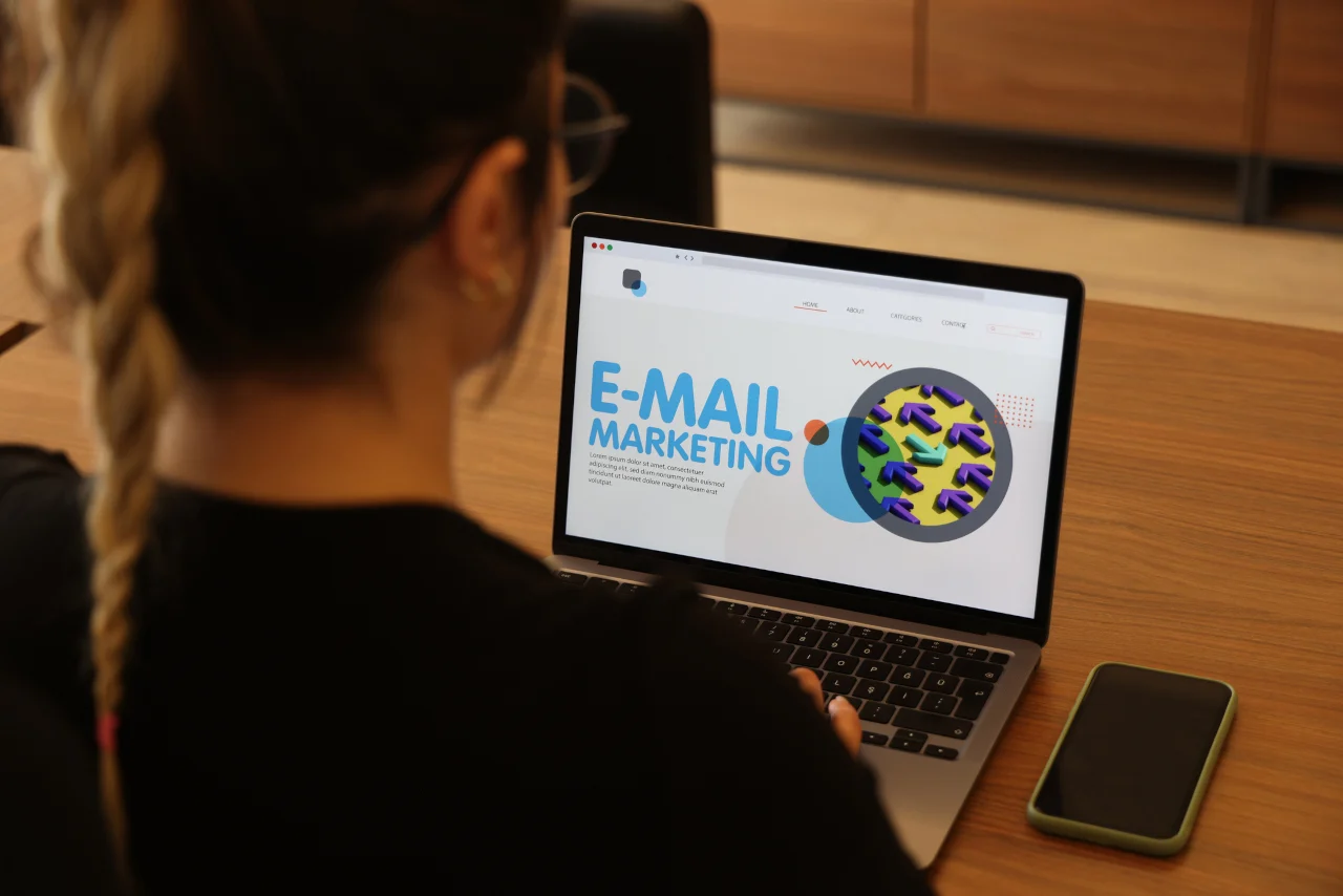 A woman creating an Email marketing campaign