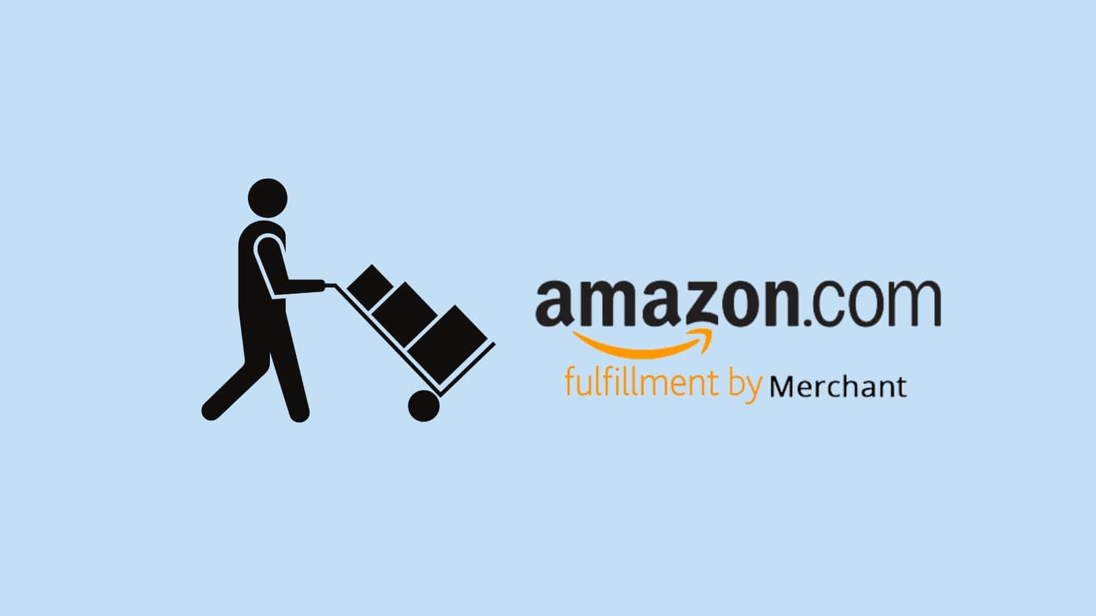 Amazon.com fulfillment by merchant writing with merchant icon.