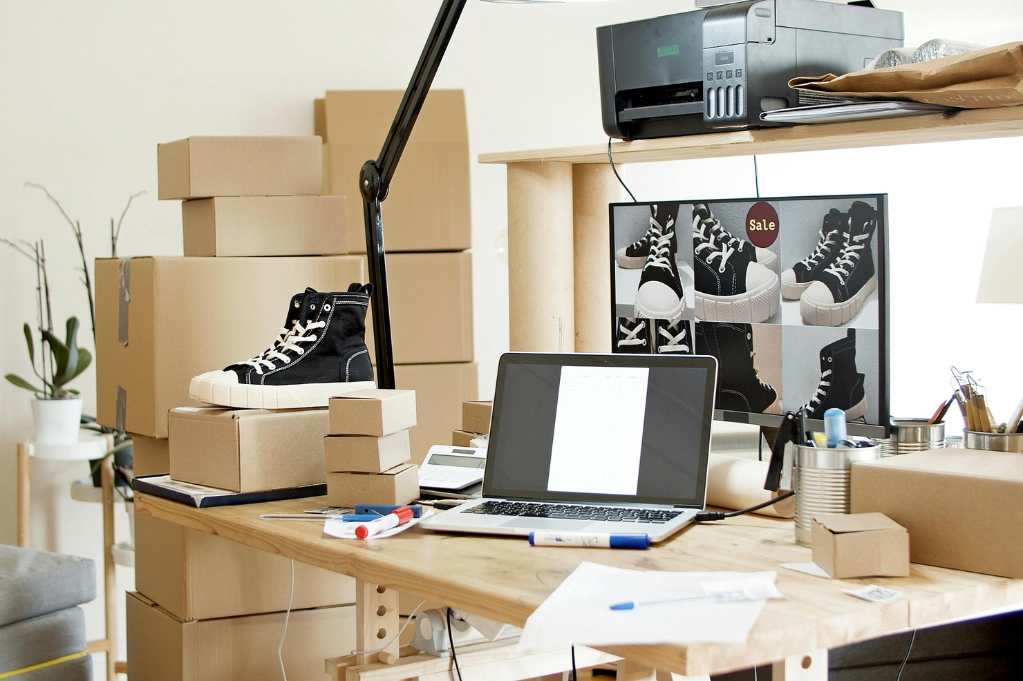 An e-commerce store displaying shoes for sale.