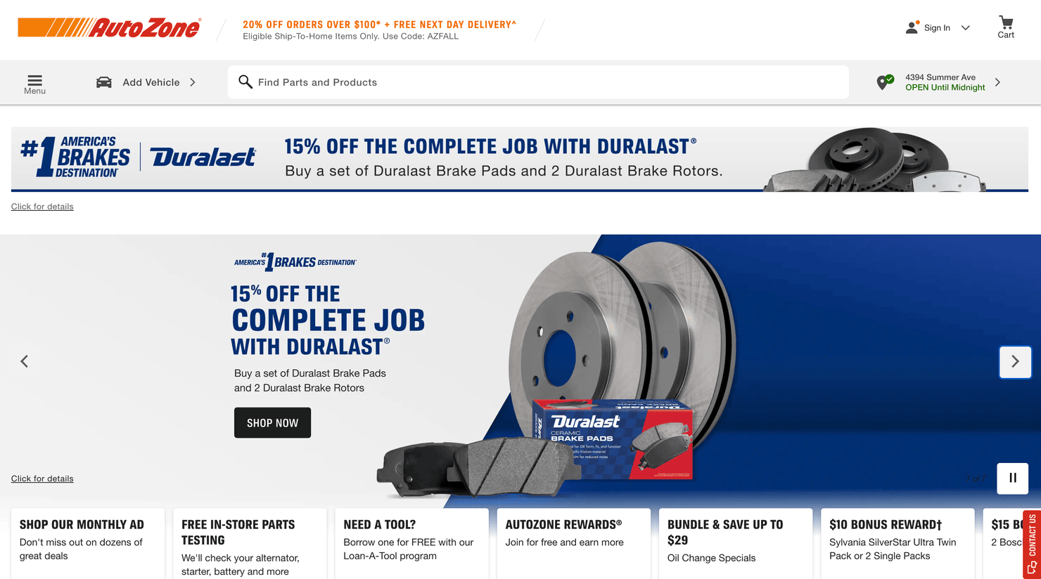 AutoZone website